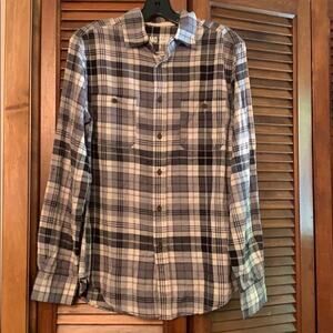 Mossimo Men’s Plaid Button Down Shirt Small Gray Blue New Without Tags